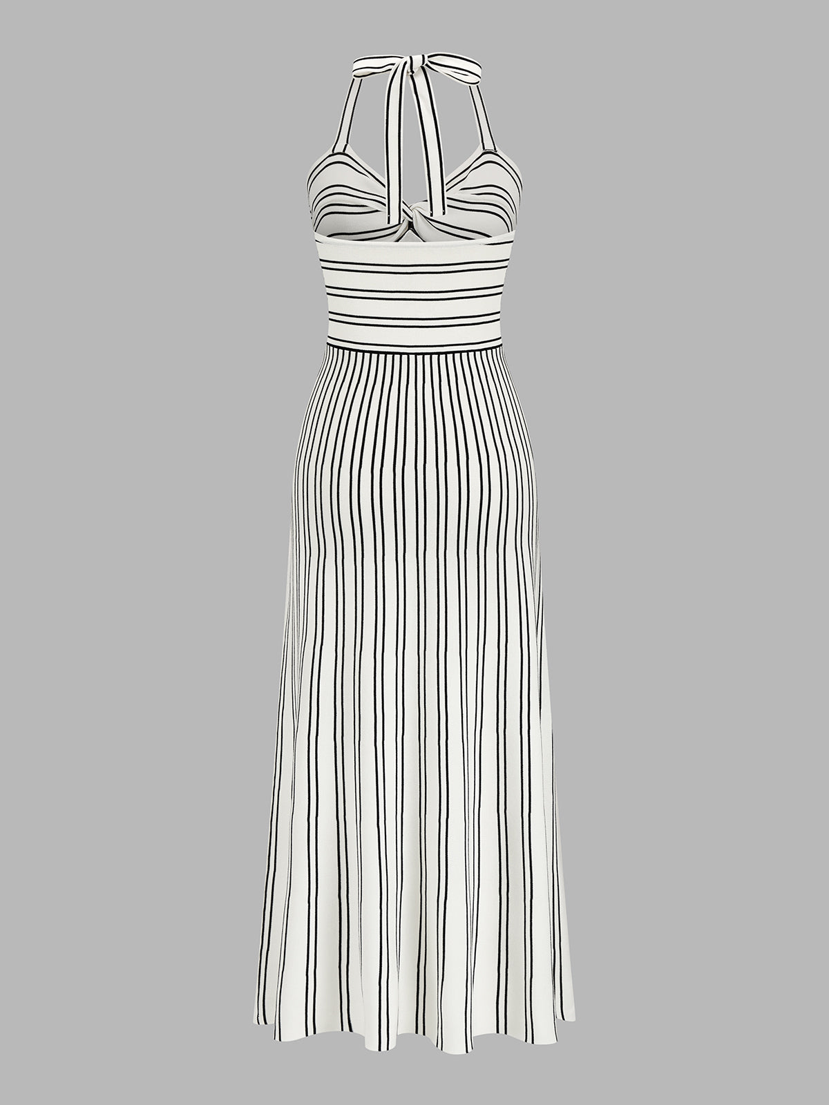 Striped Halter Knit Midi Dress for Summer Casual Wear