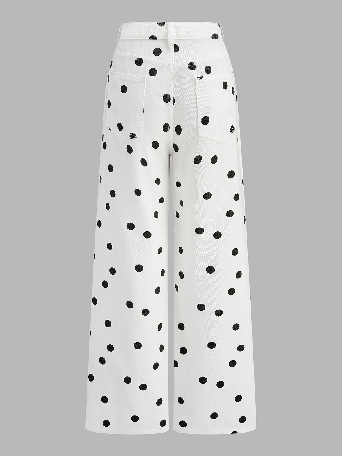 Polka Dot Wide Leg Denim Pants Trendy Casual Fit