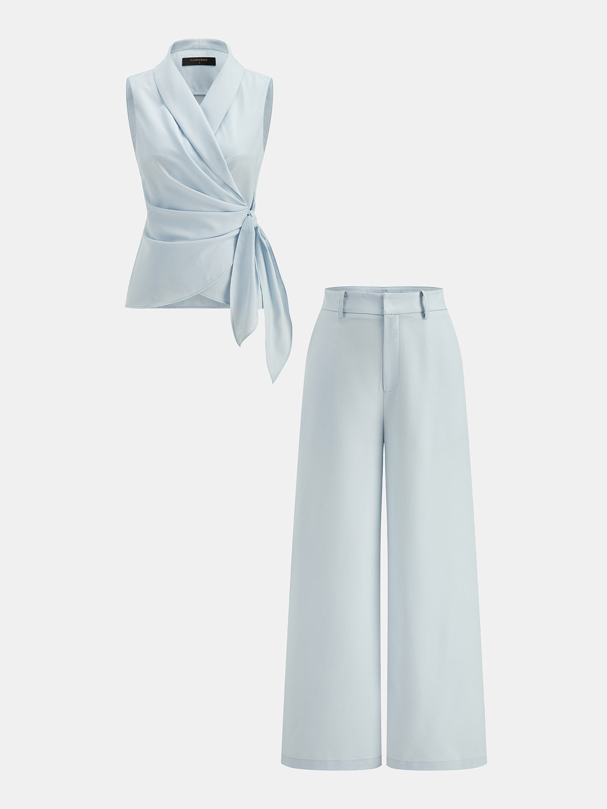Tie-Waist Sleeveless Blouse & Pants Set for Women, Casual Summer Outfit