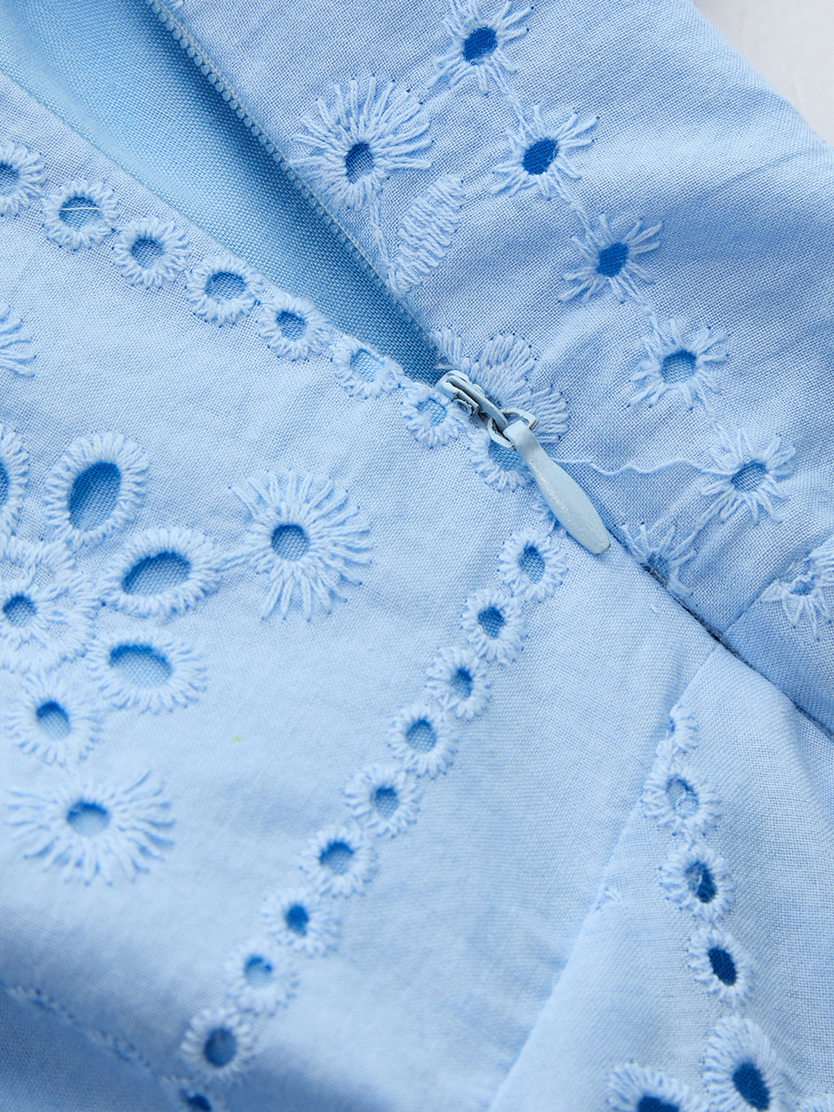 Square Neck Cotton Eyelet Embroidery Maxi Dress for Summer Weddings