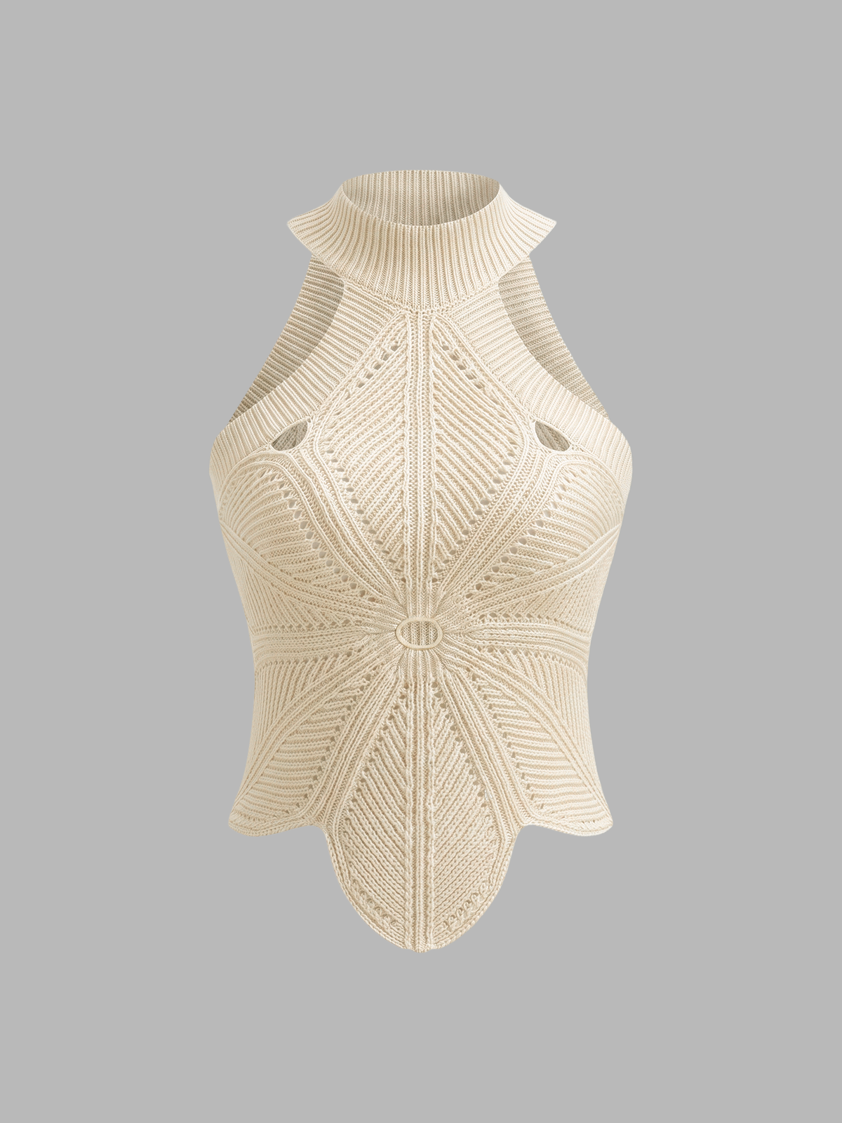 Sleeveless Hollow Out Knit Halter Top Summer Casual Fashion