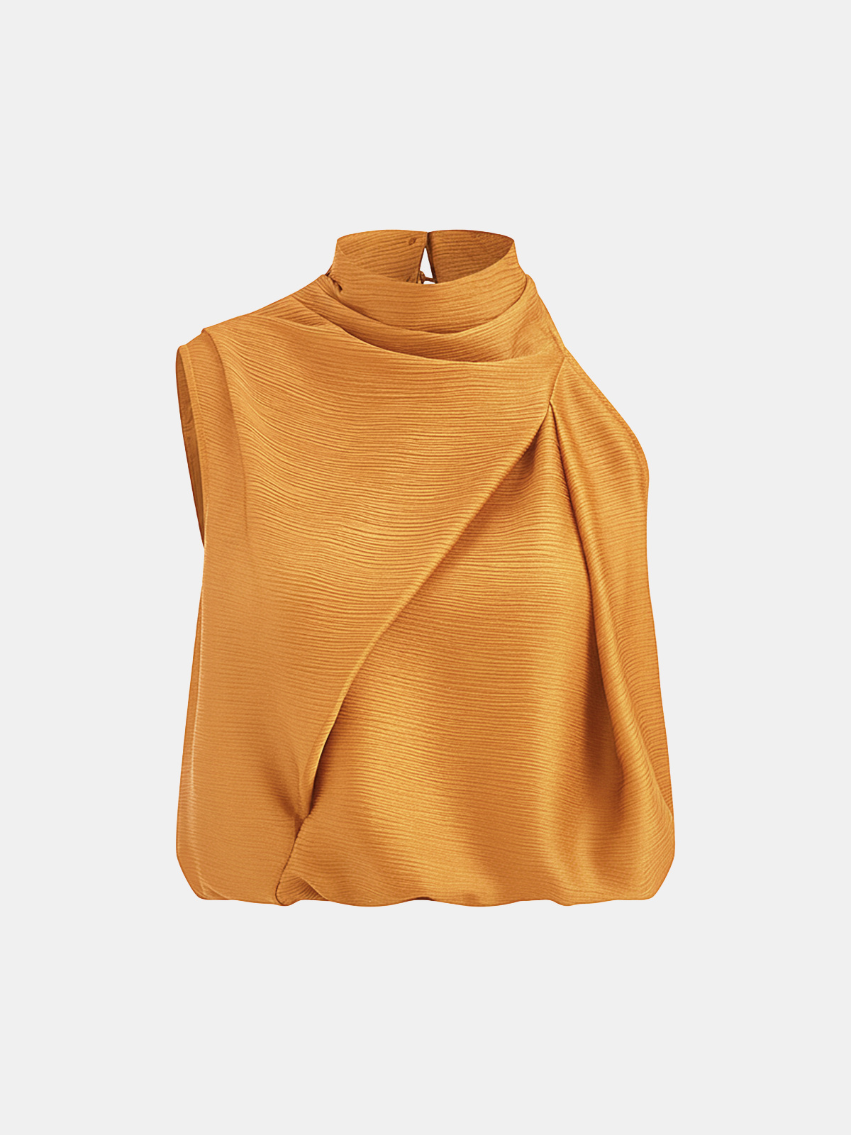 Satin Draped High Neck Sleeveless Top for Elegant Evening Wear