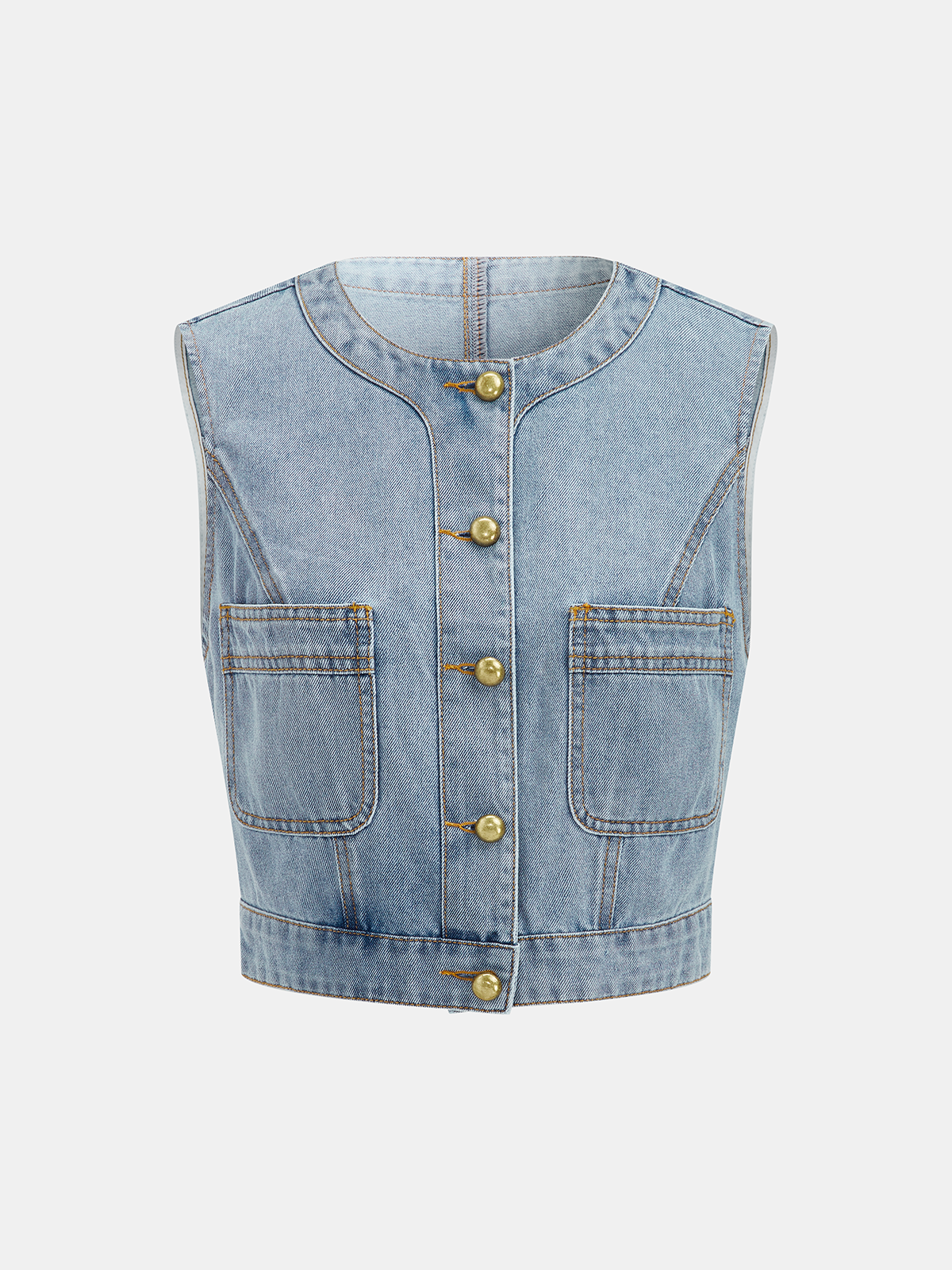 Denim Crop Vest & Pleated Midi Skirt Set for Casual Outfits