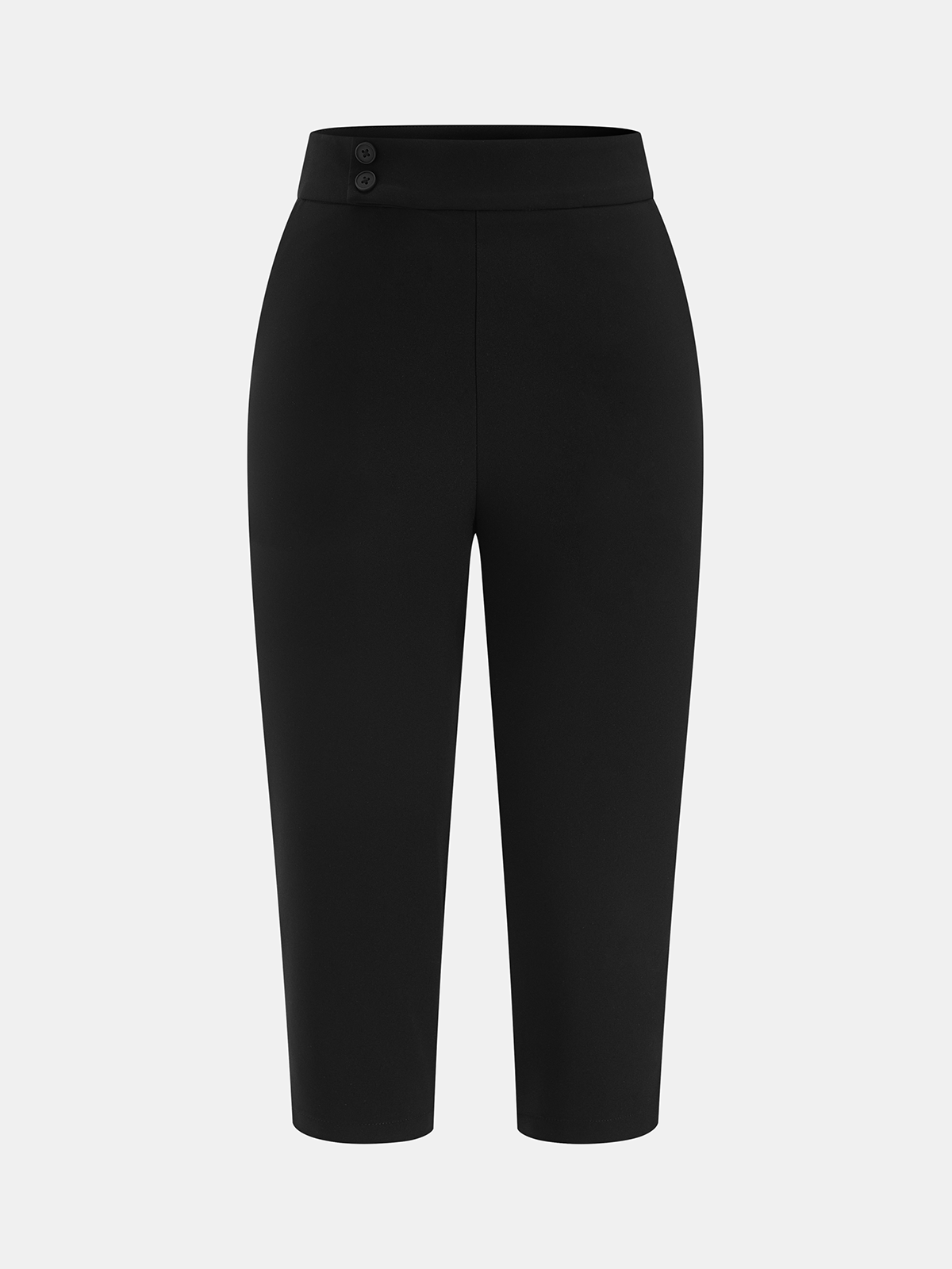 Split Hem Mid Waist Capri Pants with Elastic Back Band
