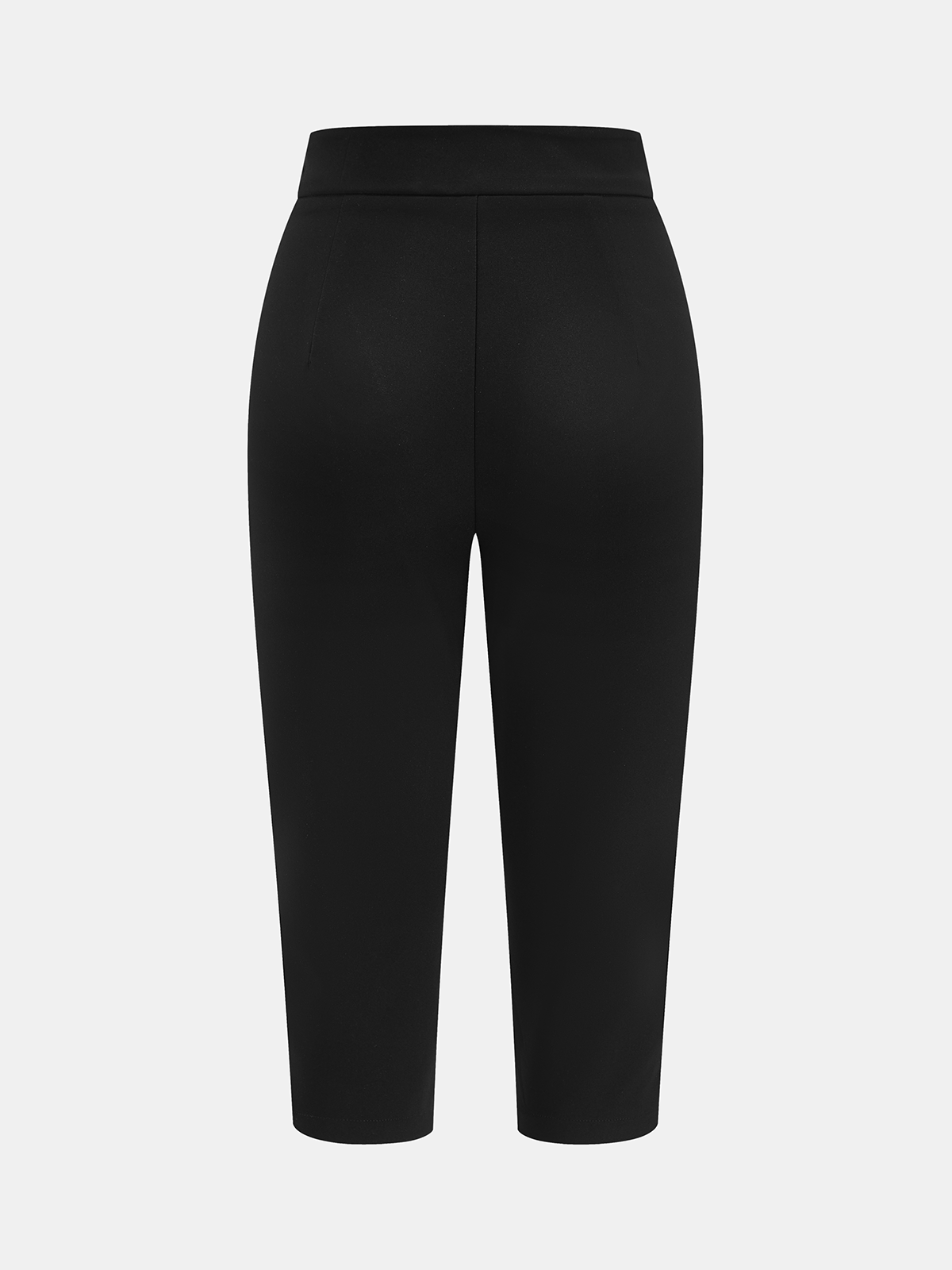 Split Hem Mid Waist Capri Pants with Elastic Back Band