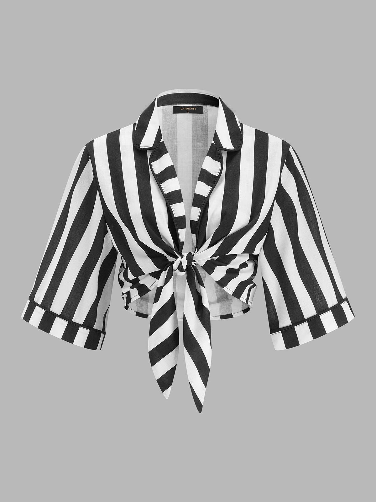 Striped Knotted Blouse & Tropical Palm Print Skirt Set for Women