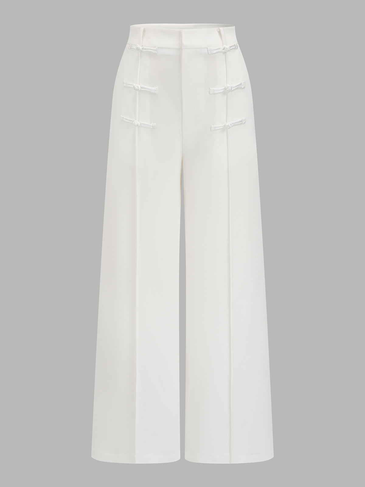 Frog Button Halter Lace Asymmetric Women's Top & Stylish Pants Set