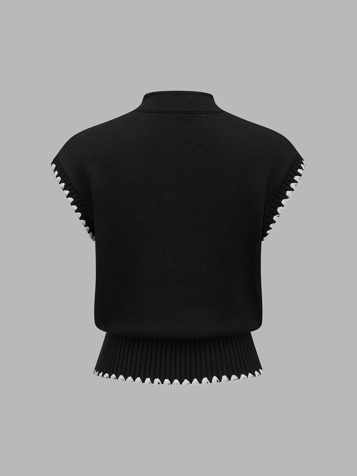 Scallop Trim Keyhole Knit Top - Stylish Comfort Fit Pullover