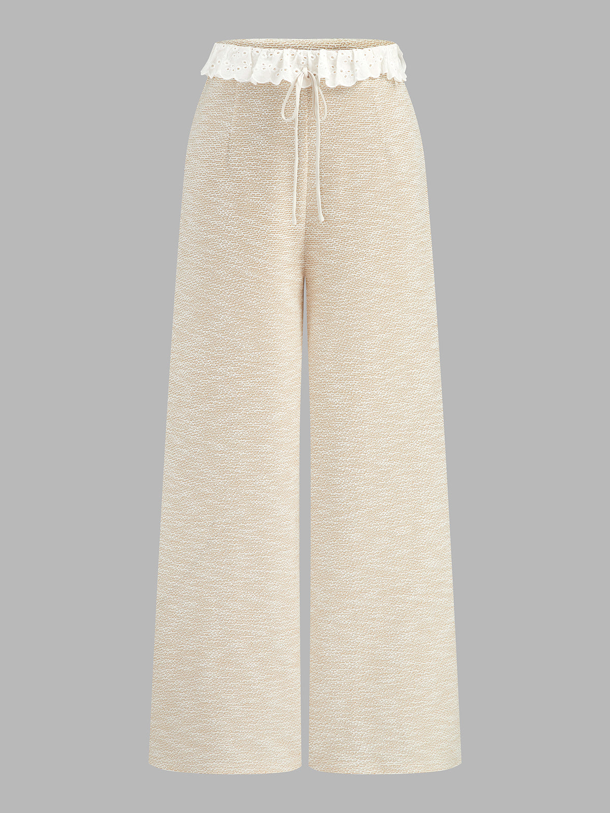 Lace Trim Textured Cami Top & Drawstring Pants Loungewear Set for Women