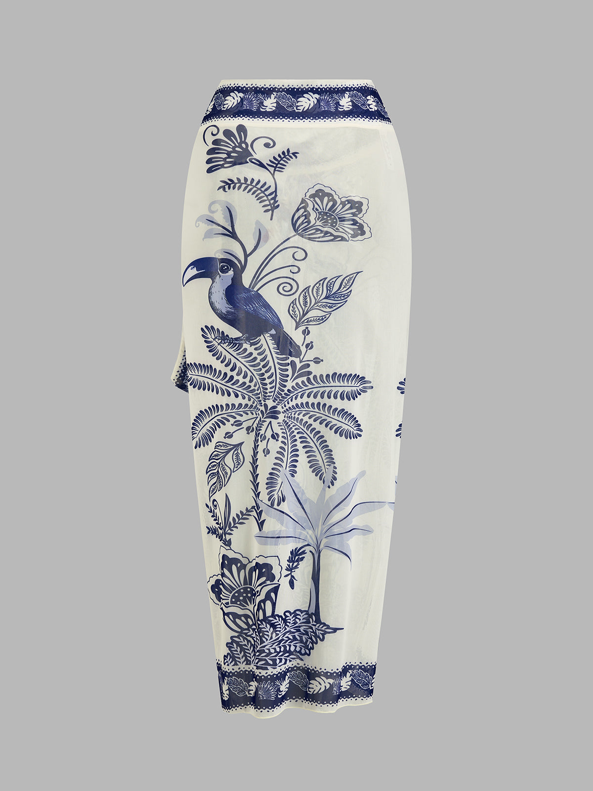 Tropical Toucan Print One Piece Swimsuit & Sarong Set for Women Beachwear