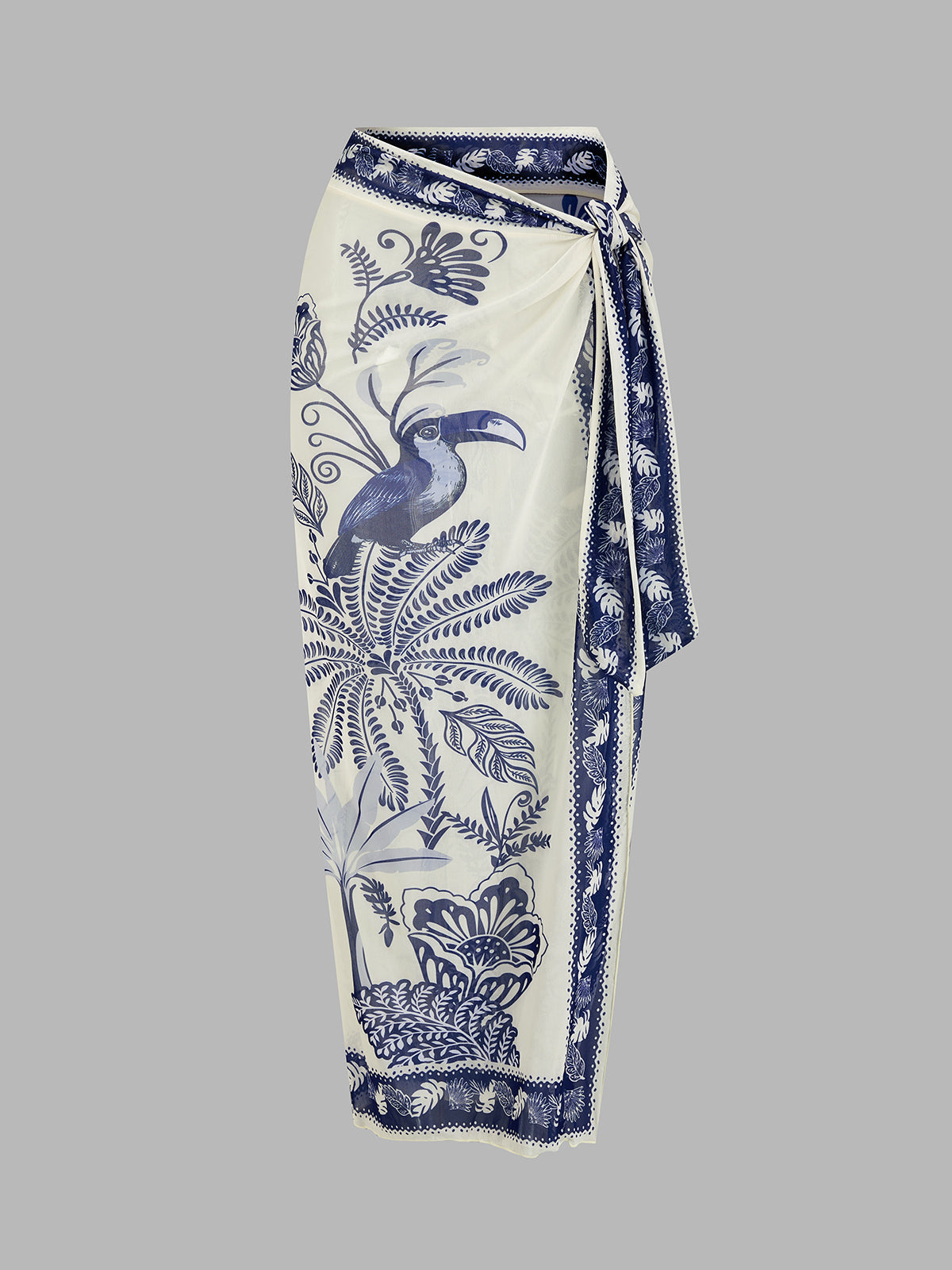 Tropical Toucan Print One Piece Swimsuit & Sarong Set for Women Beachwear