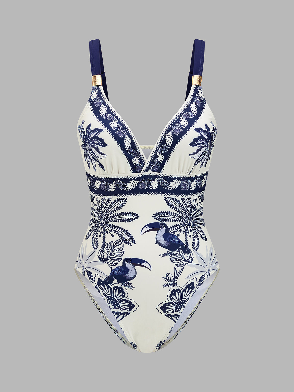 Tropical Toucan Print One Piece Swimsuit & Sarong Set for Women Beachwear