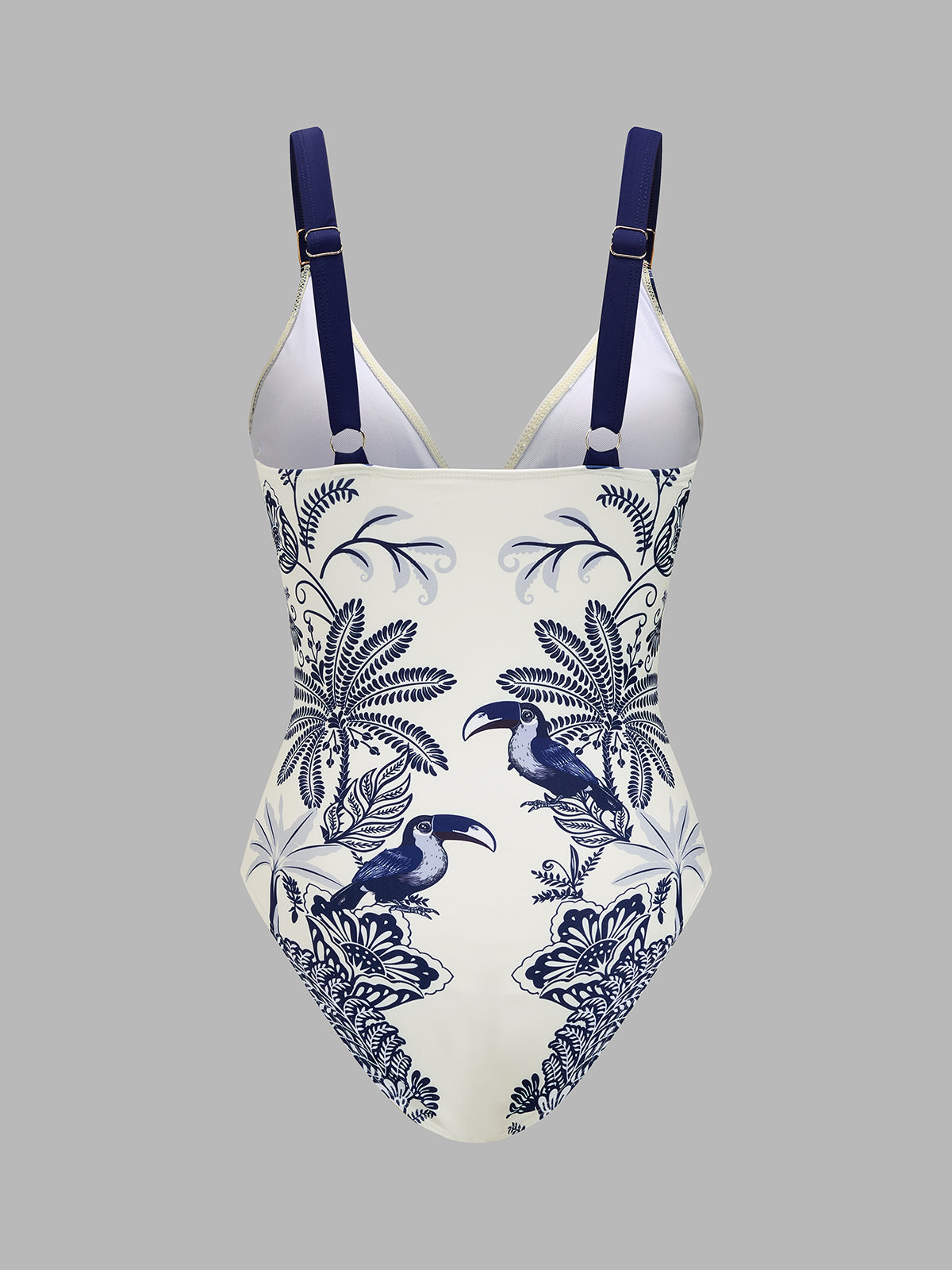 Tropical Toucan Print One Piece Swimsuit & Sarong Set for Women Beachwear