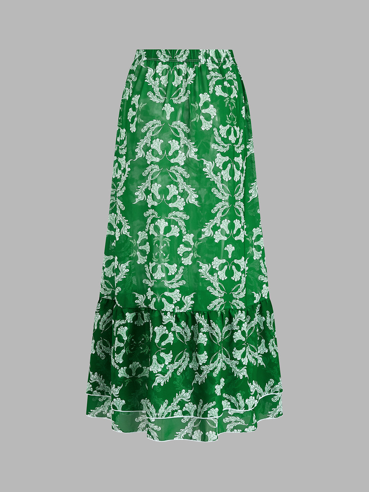 Botanical Print One Piece Swimsuit & Skirt Set for Women Summer Beachwear