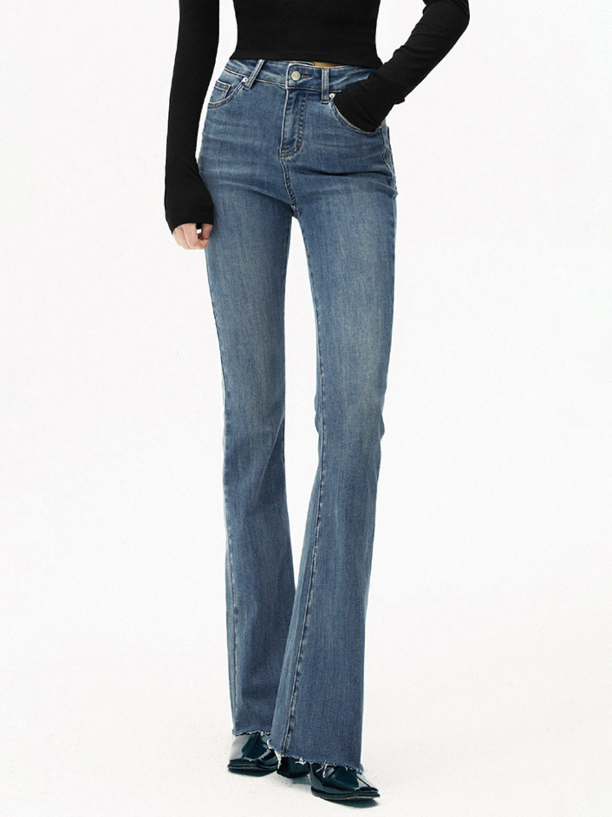High-Waist Curvy-Hip Bootcut Jeans for Women Comfort Fit