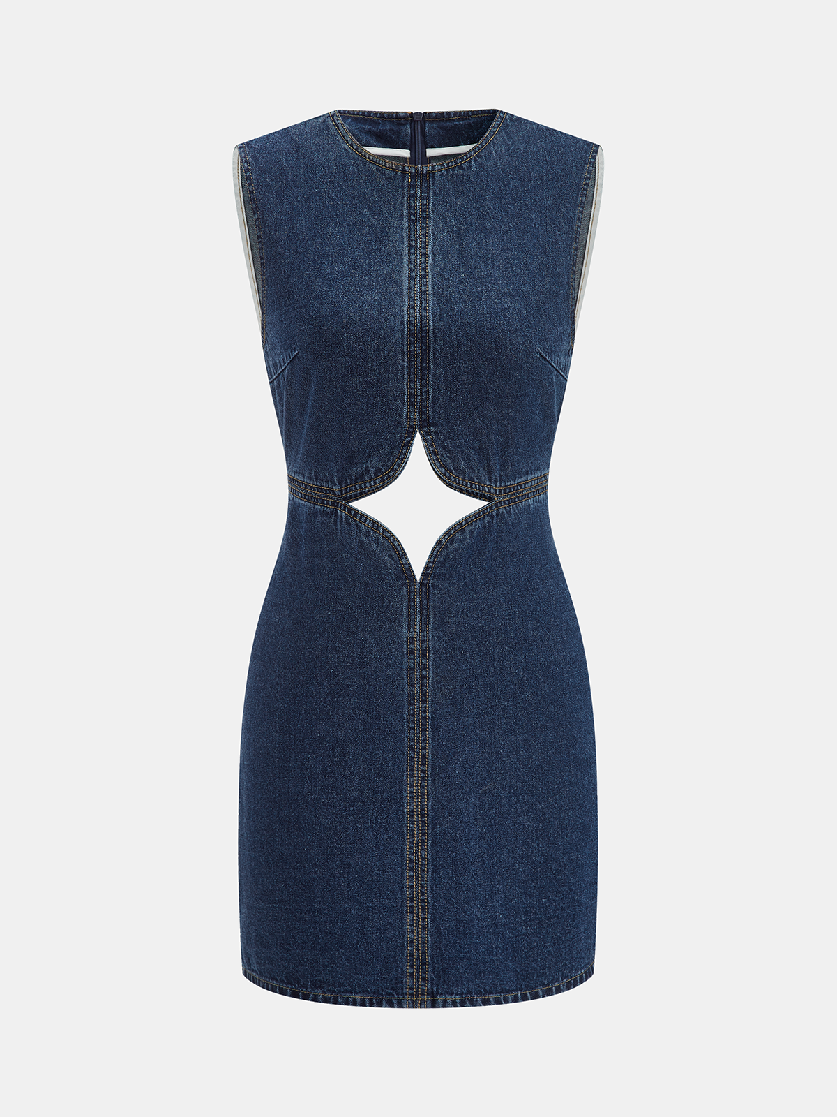 Cutout Sleeveless Denim Mini Dress Summer Casual Fashion