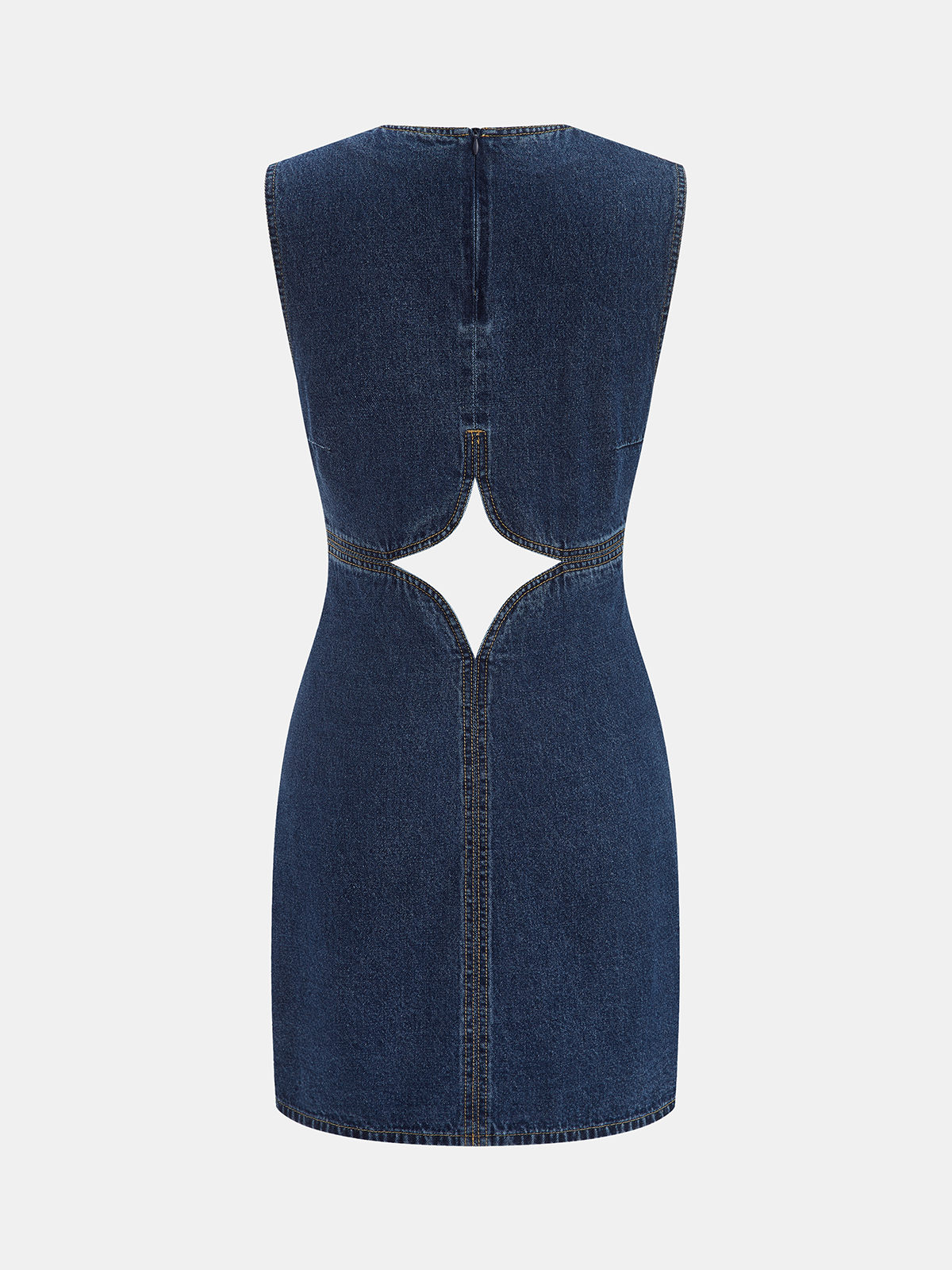 Cutout Sleeveless Denim Mini Dress Summer Casual Fashion