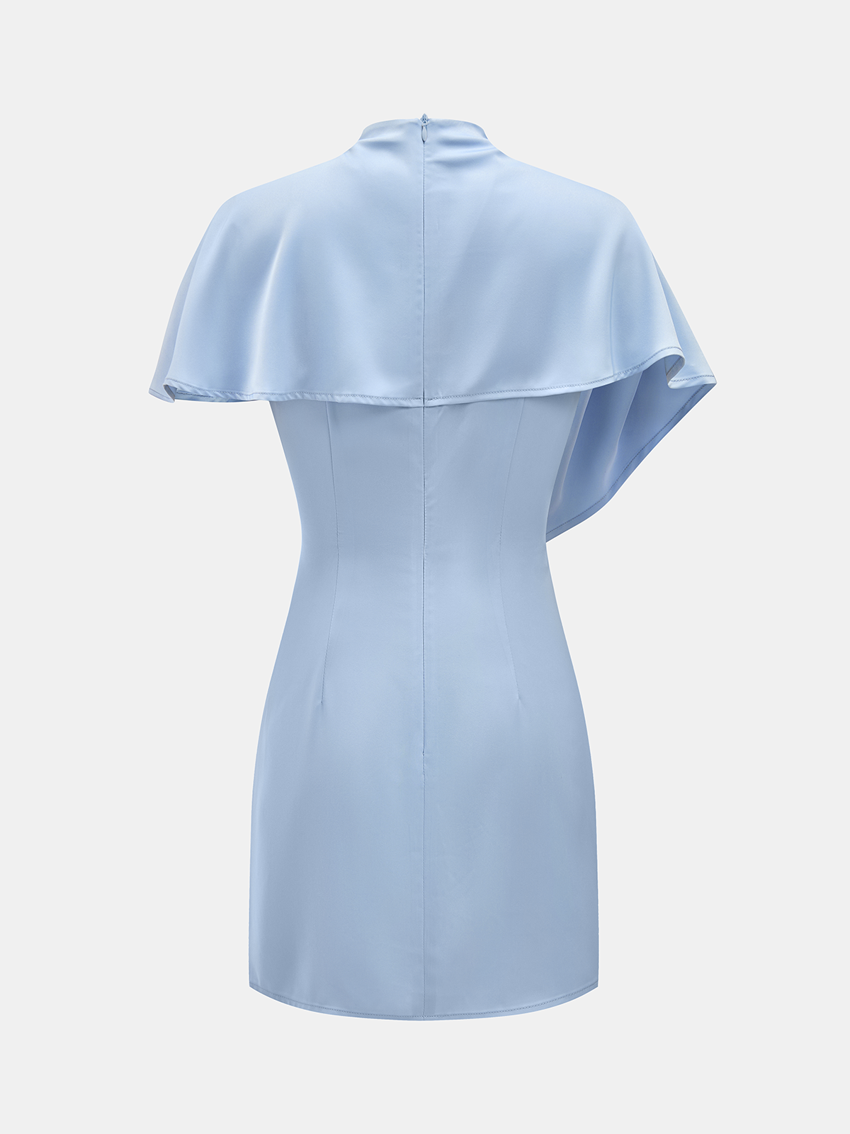 High Neck Satin Cape Sleeve Mini Dress for Evening Events