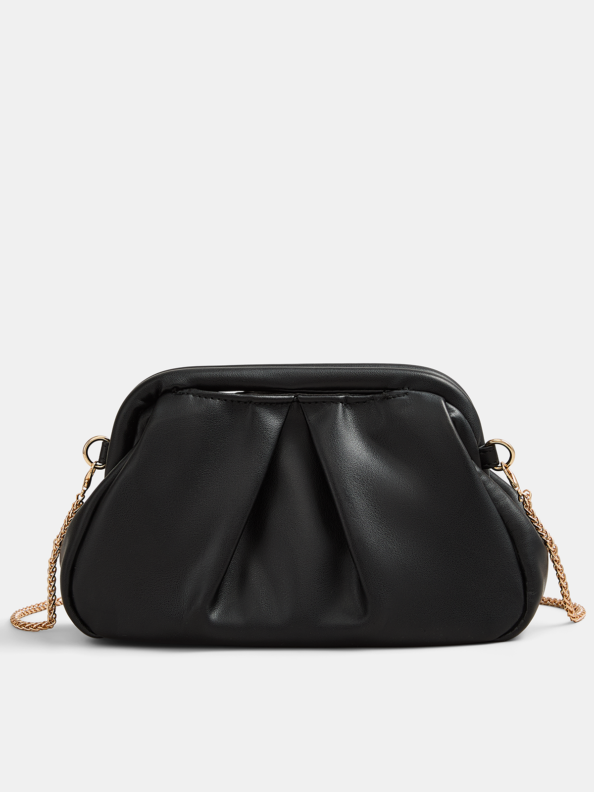 Ruched Top Handle Chain Crossbody Handbag with Adjustable Strap