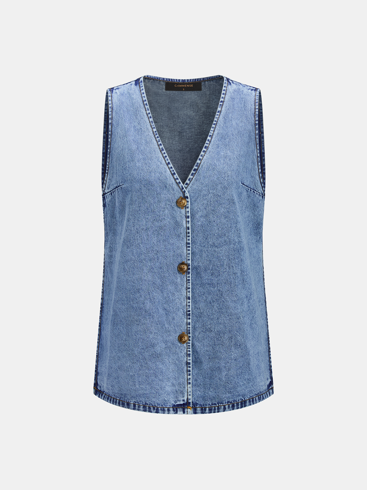 Side Slit Denim Vest & Adjustable Drawstring Shorts Co-ord Set