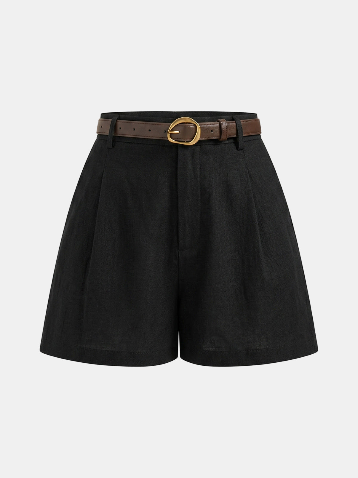 High Waist Belted Linen Blend Shorts for Women Summer Essential