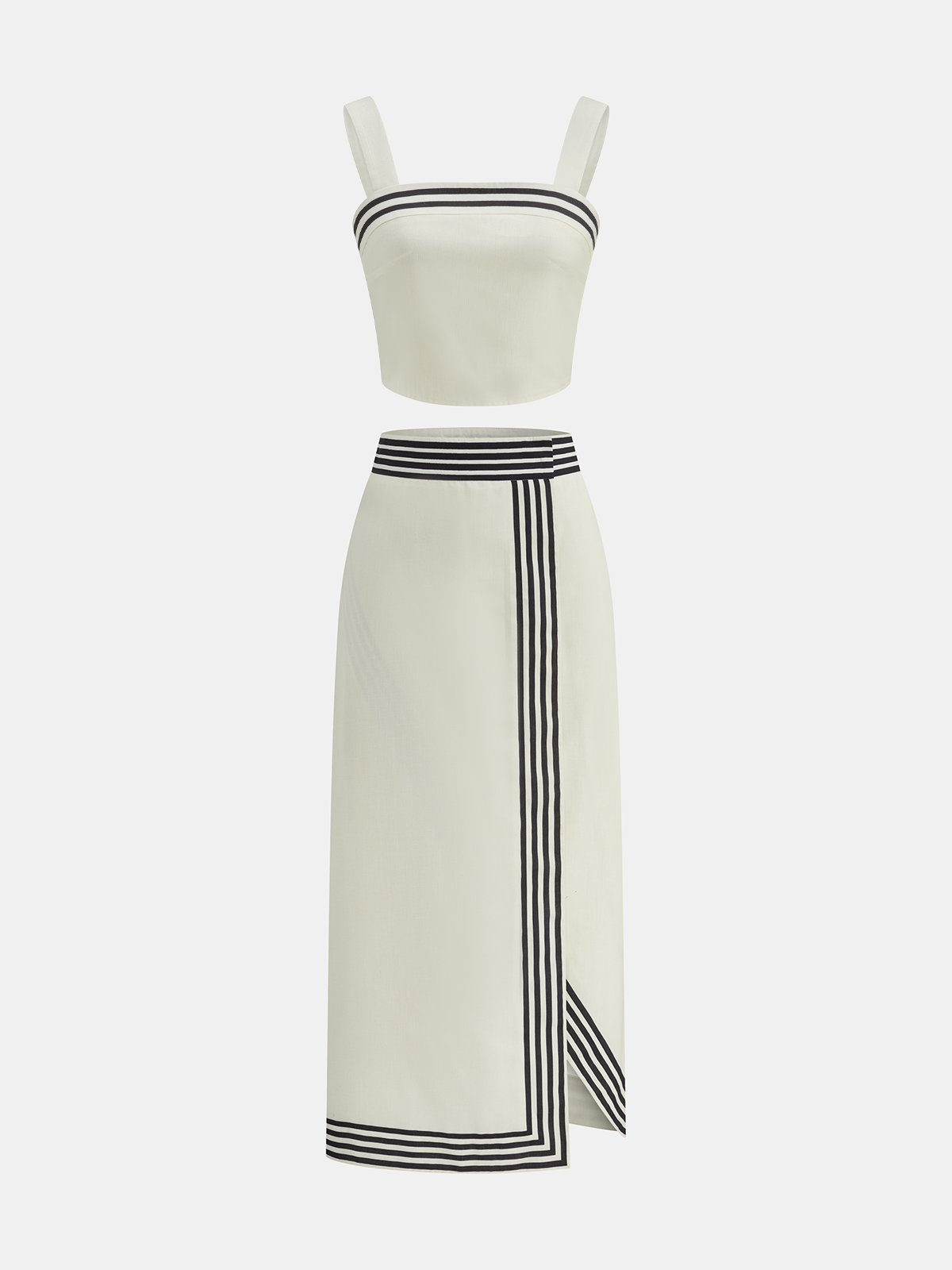 Striped Strappy Top & Midi Skirt Set for Women Summer Casual