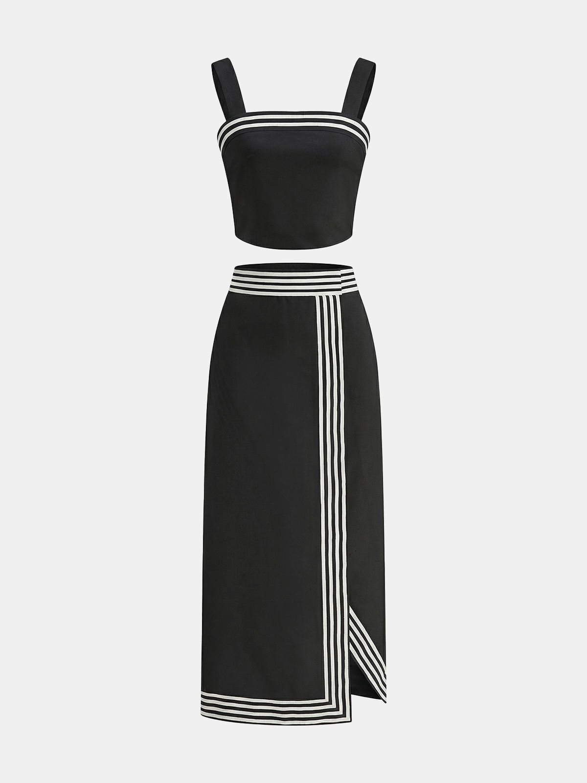 Striped Strappy Top & Midi Skirt Set for Women Summer Casual