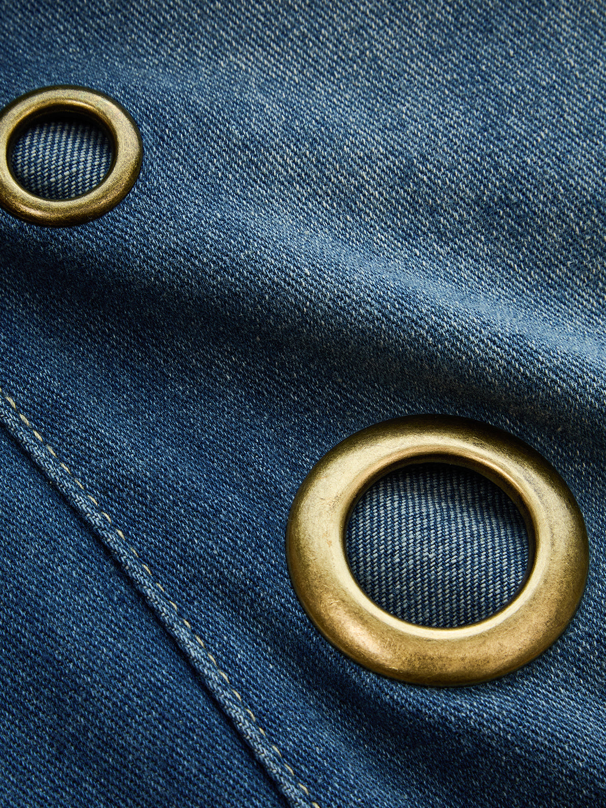 Metal Eyelet Mid Waist Wide Leg Stylish Casual Jeans for Women