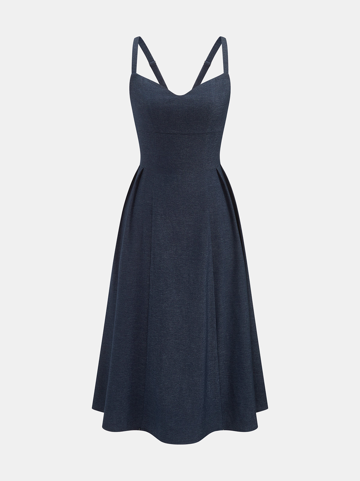 Sweetheart Pocket Midi Slip Dress with Adjustable Straps