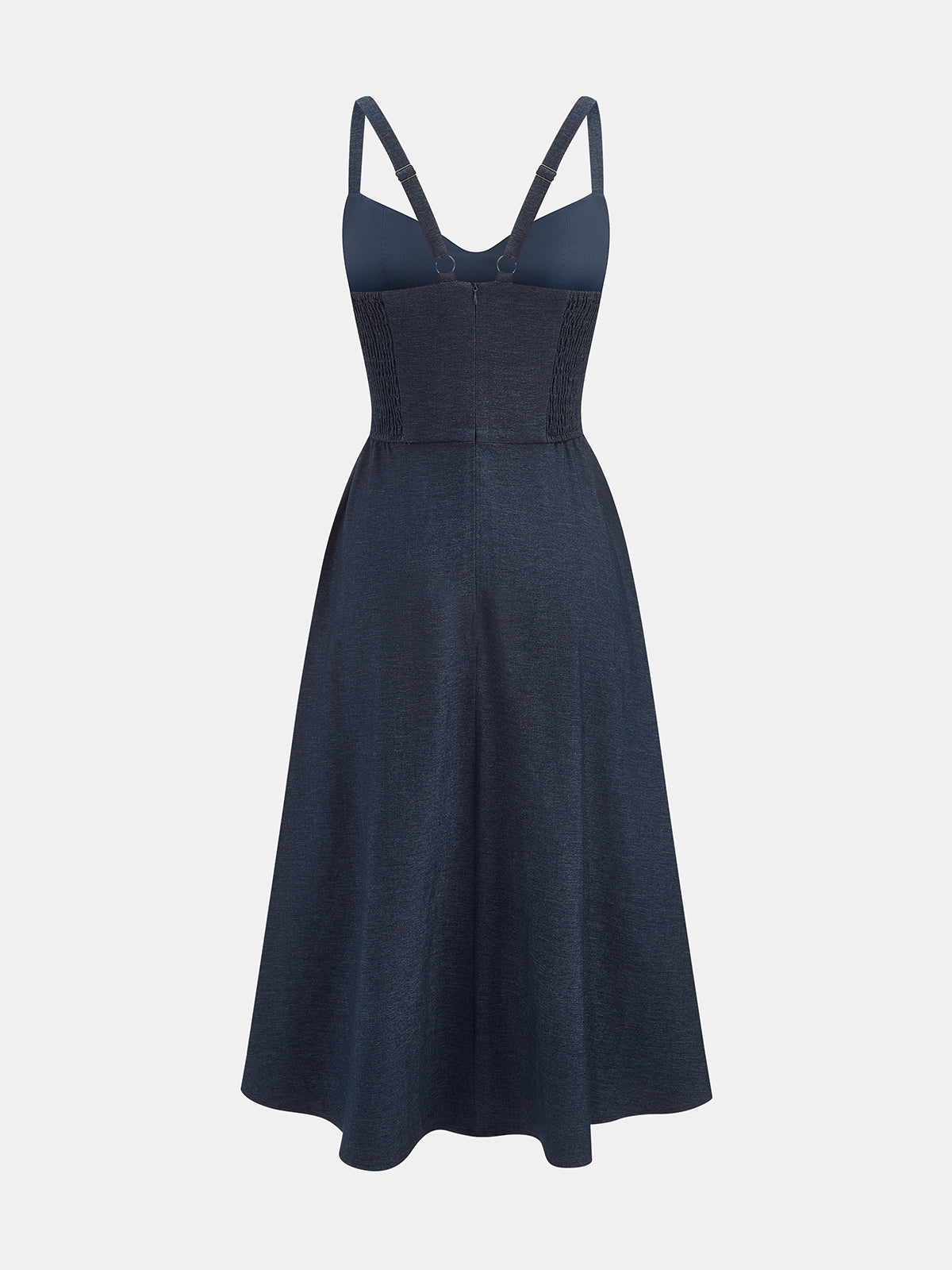 Sweetheart Pocket Midi Slip Dress with Adjustable Straps