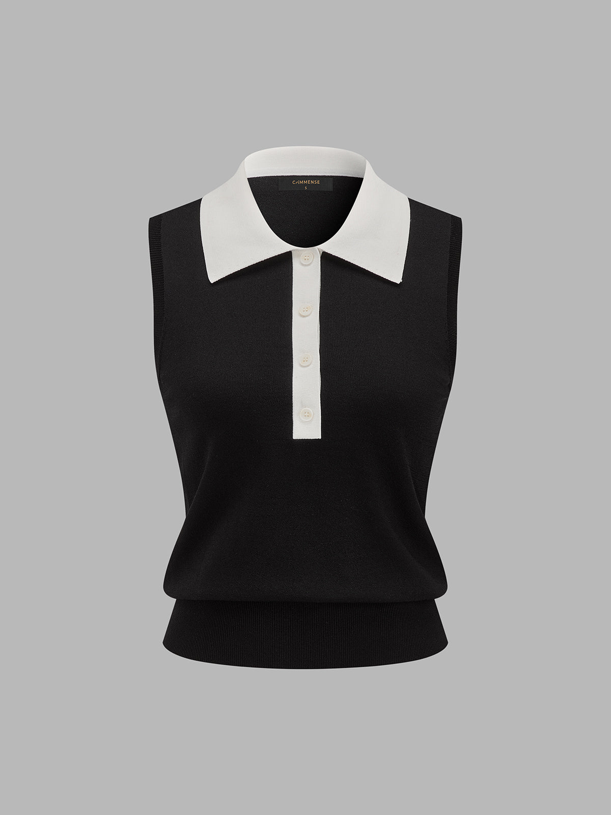 Color Block Sleeveless Polo Knit Top for Women Fashion Casual