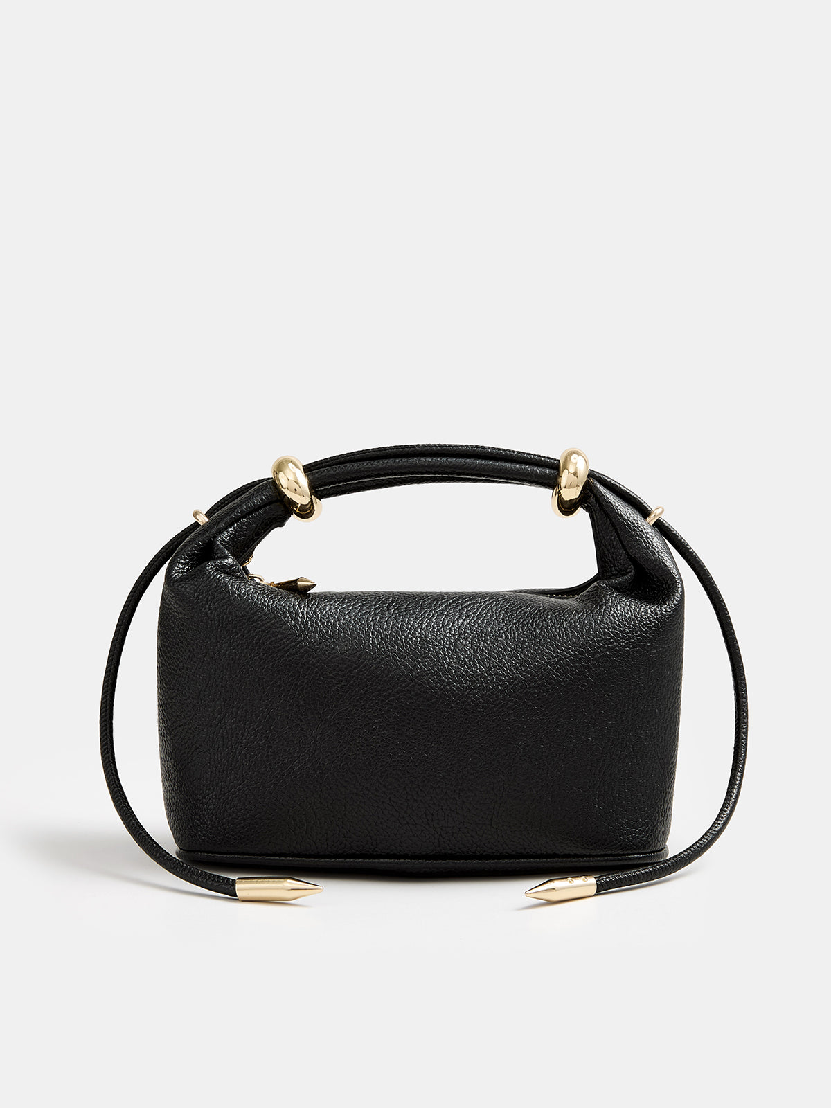 Metal Accent Mini Handbag with Detachable Shoulder Strap