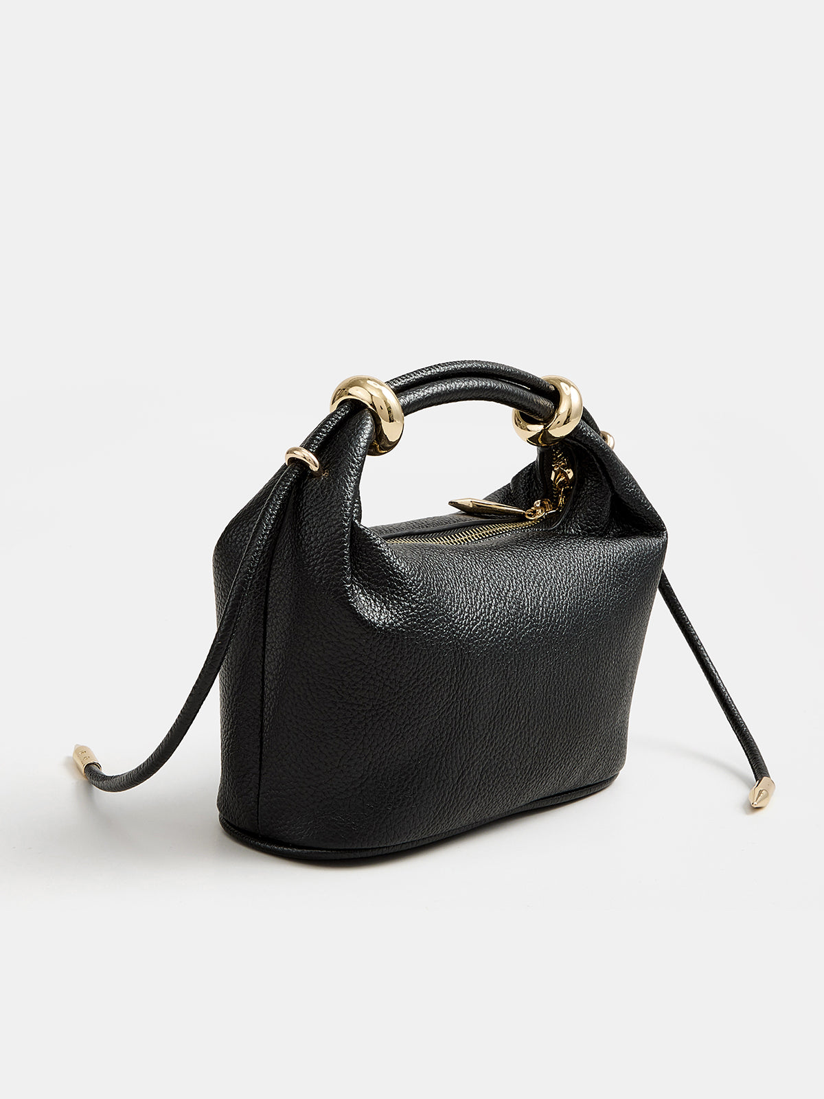 Metal Accent Mini Handbag with Detachable Shoulder Strap