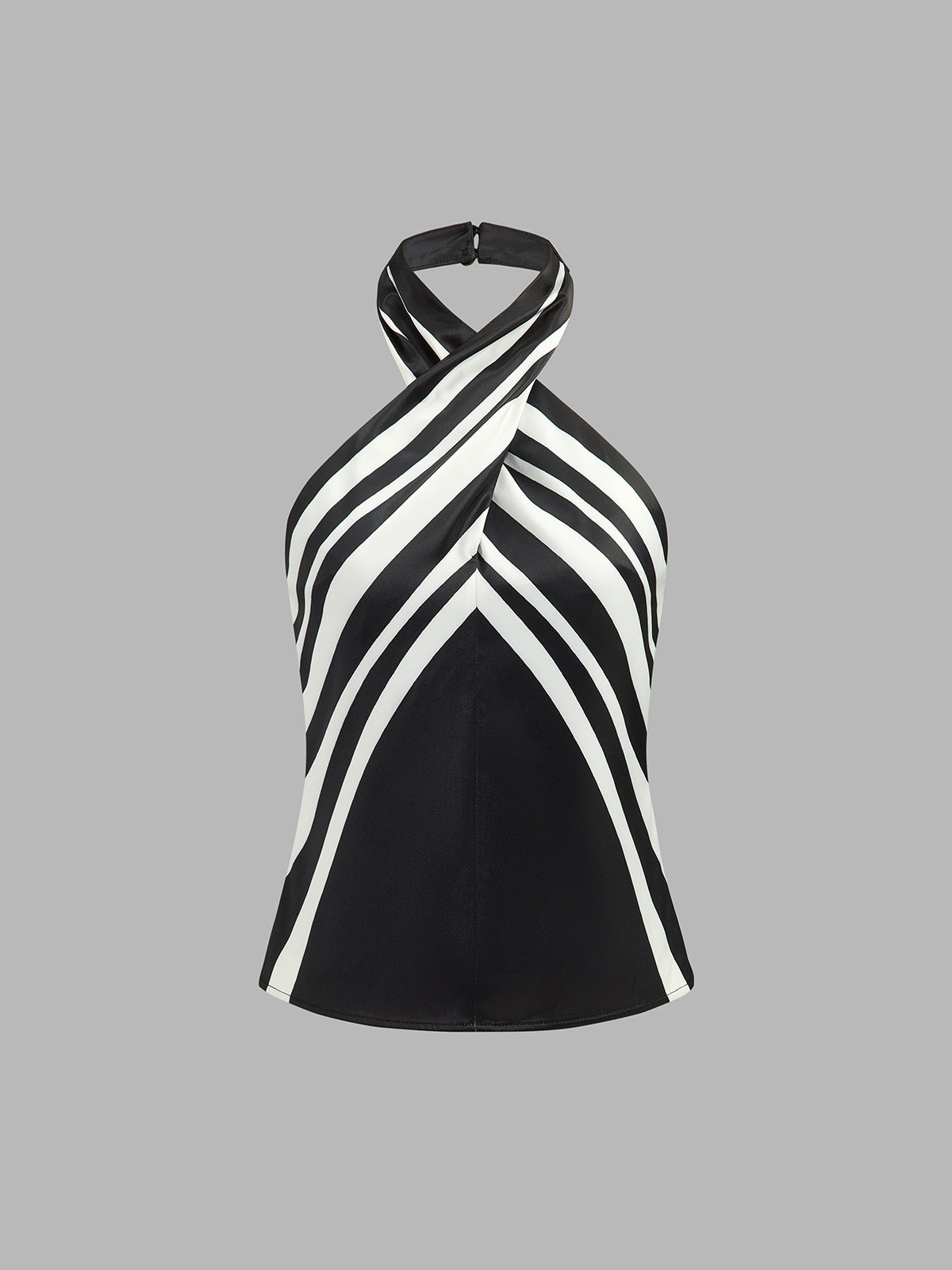 Graphic Stripe Halter Top & Casual Wide-Leg Pants Co-ord Set