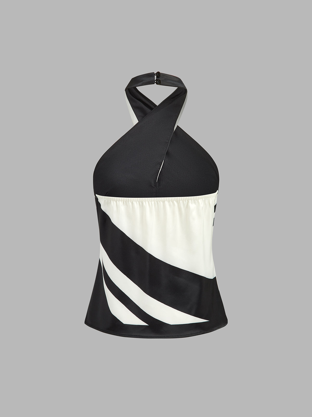 Graphic Stripe Halter Top & Casual Wide-Leg Pants Co-ord Set