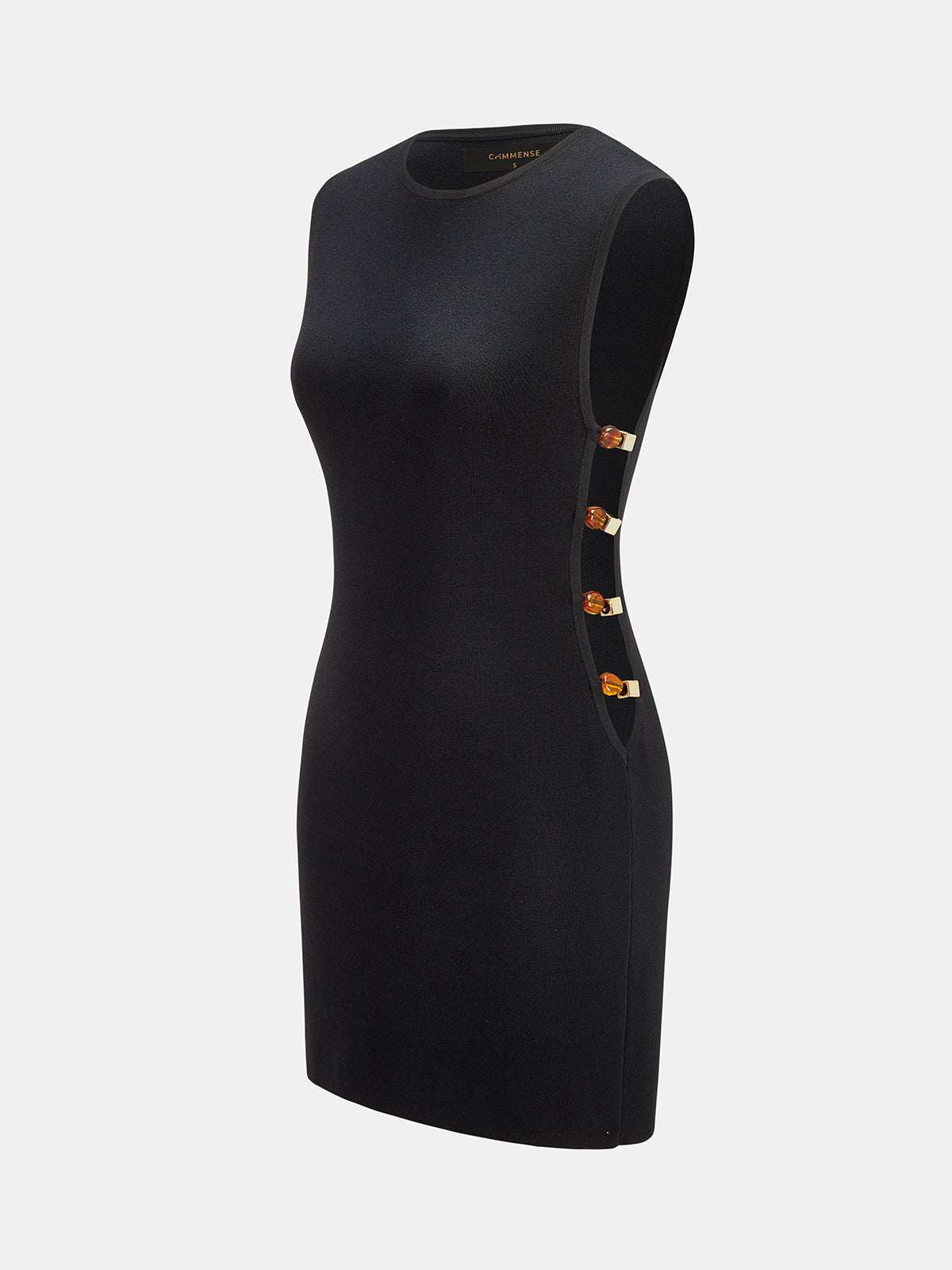 Amber Bead Cutout Sleeveless Knit Mini Dress for Women Casual Summer Style