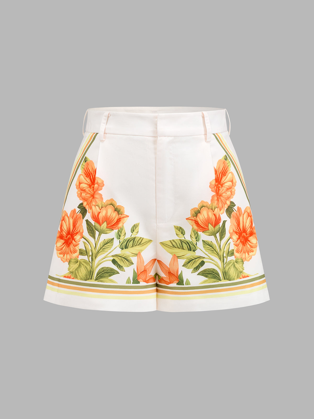 Floral Print Halter Top & Shorts Set for Summer Outdoor Wear