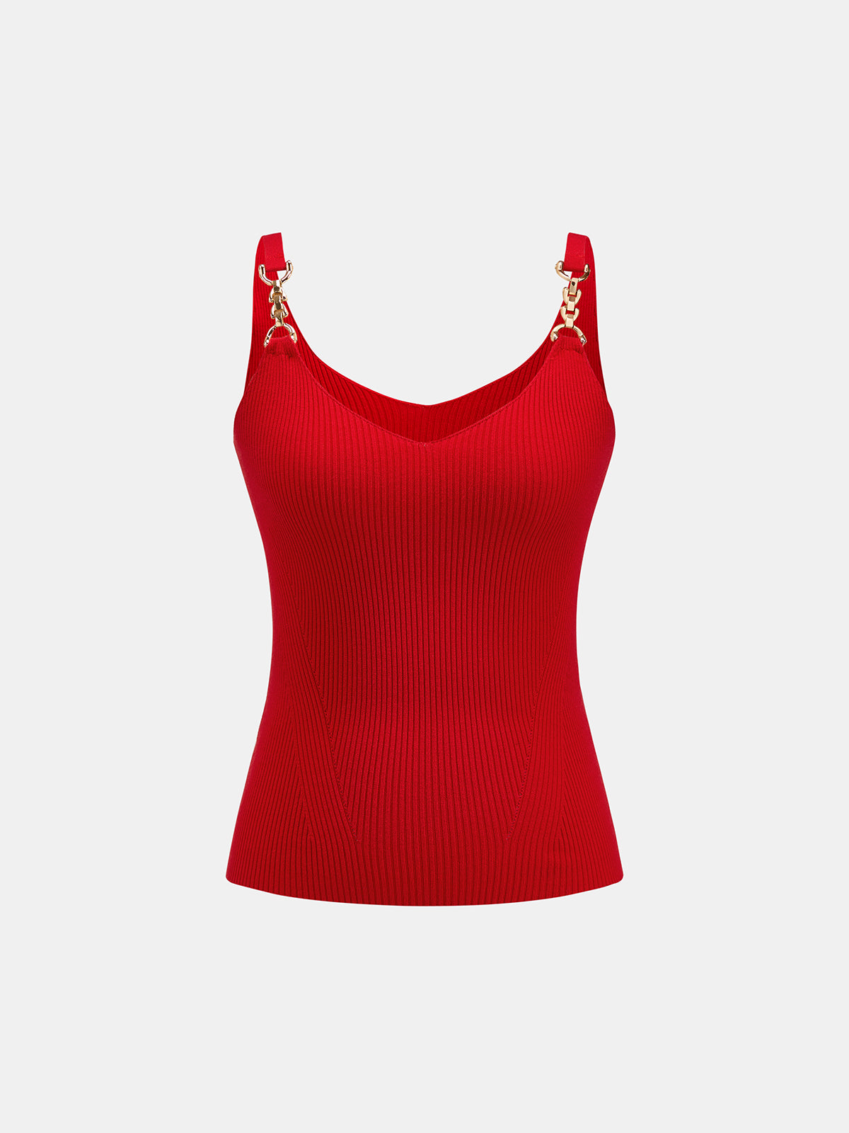 Metal Chain Strap Ribbed Knit Vest for Women Casual Layering