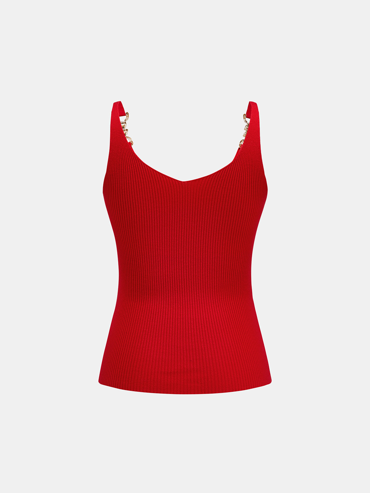 Metal Chain Strap Ribbed Knit Vest for Women Casual Layering