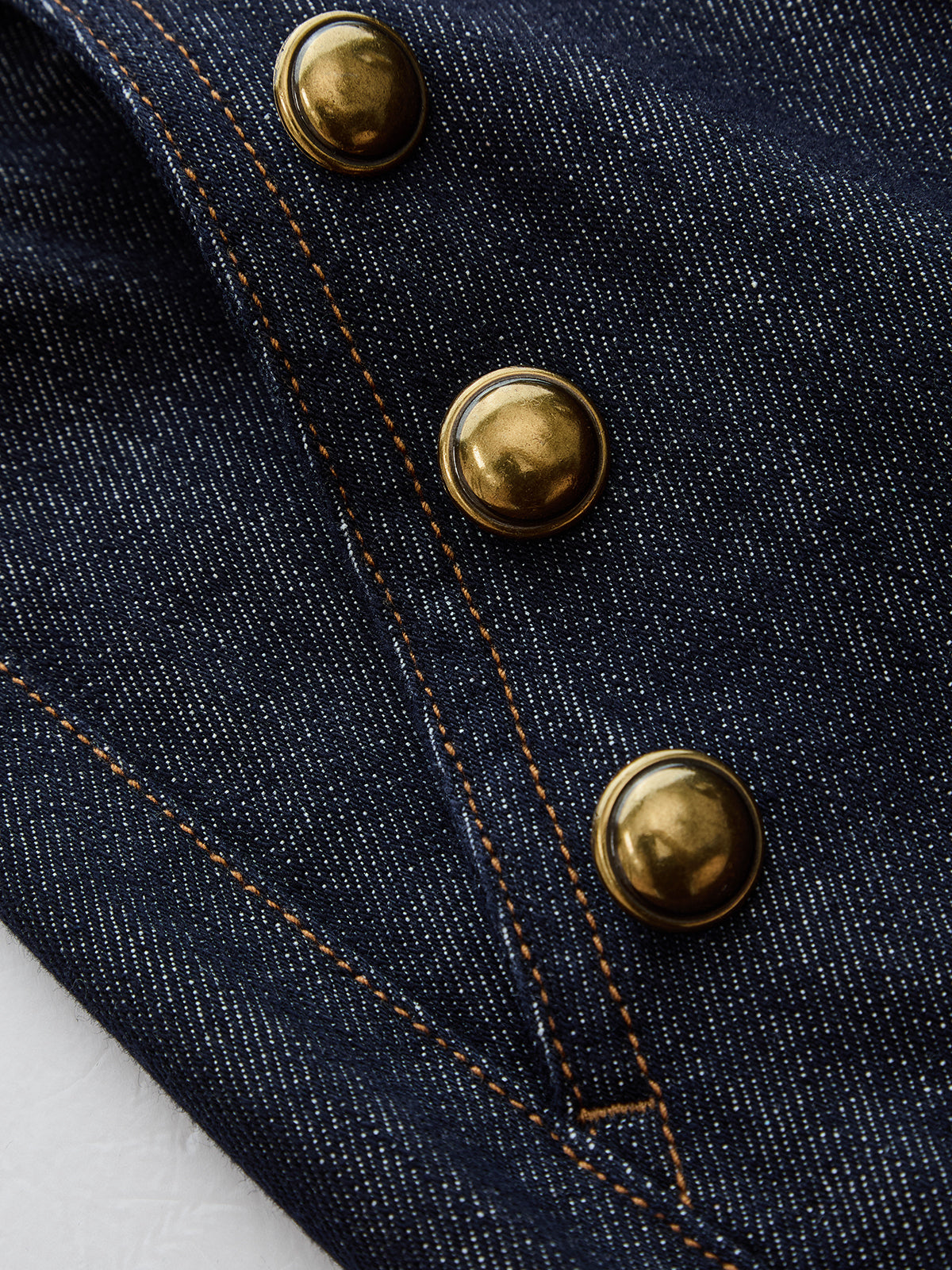 Double Row Metal Detail High Waist Denim Jeans Pants
