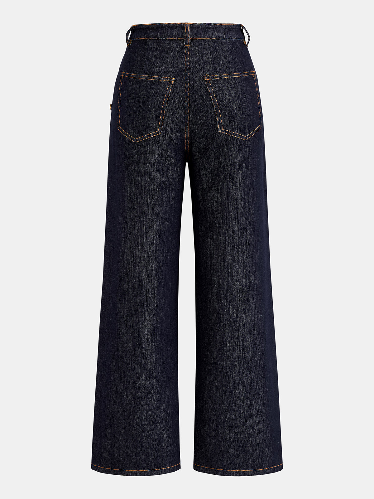 Double Row Metal Detail High Waist Denim Jeans Pants