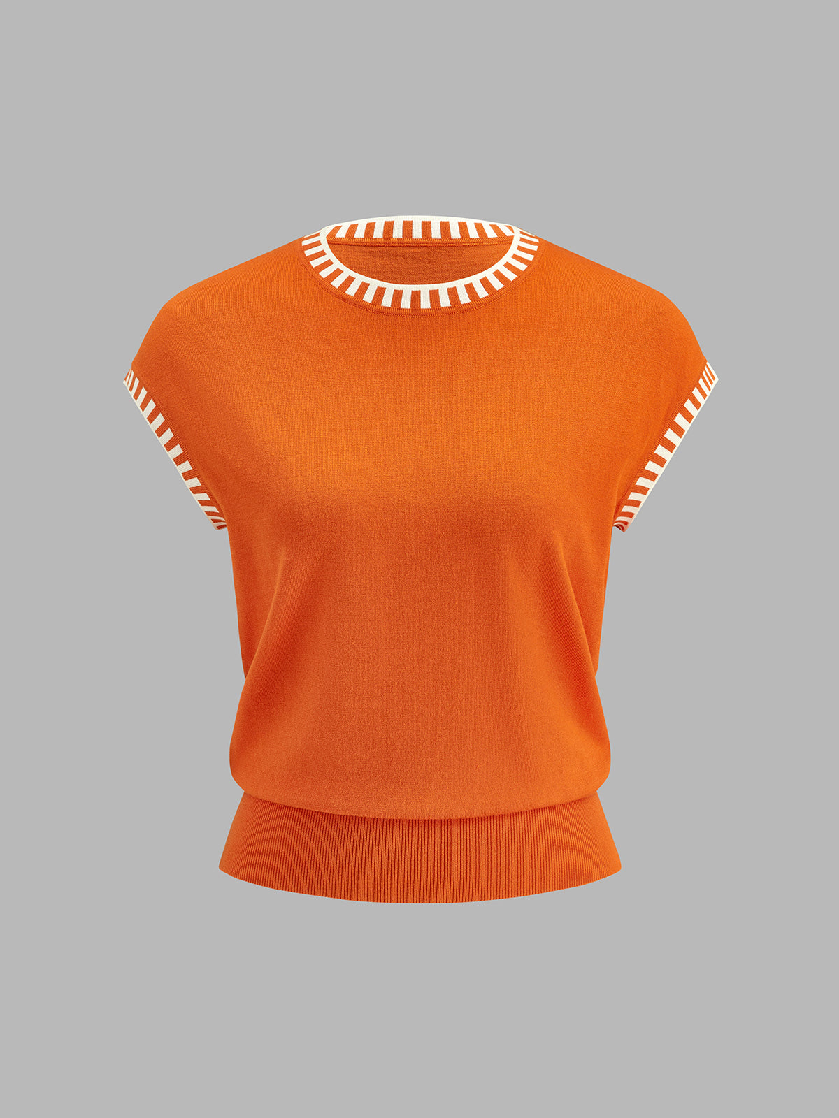 Contrast Trim Cap Sleeve Knit Top Casual Women's Everyday Wear