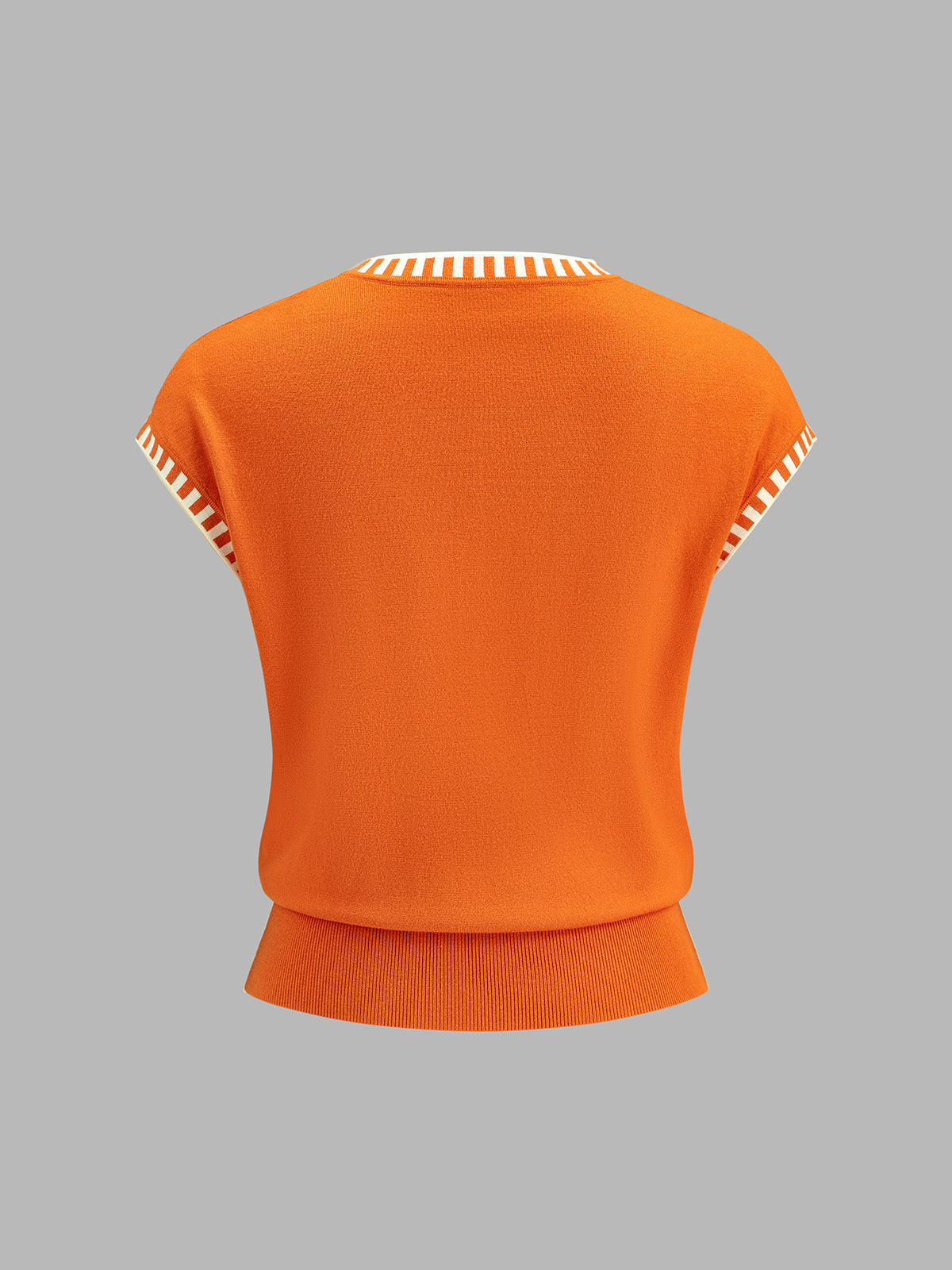Contrast Trim Cap Sleeve Knit Top Casual Women's Everyday Wear