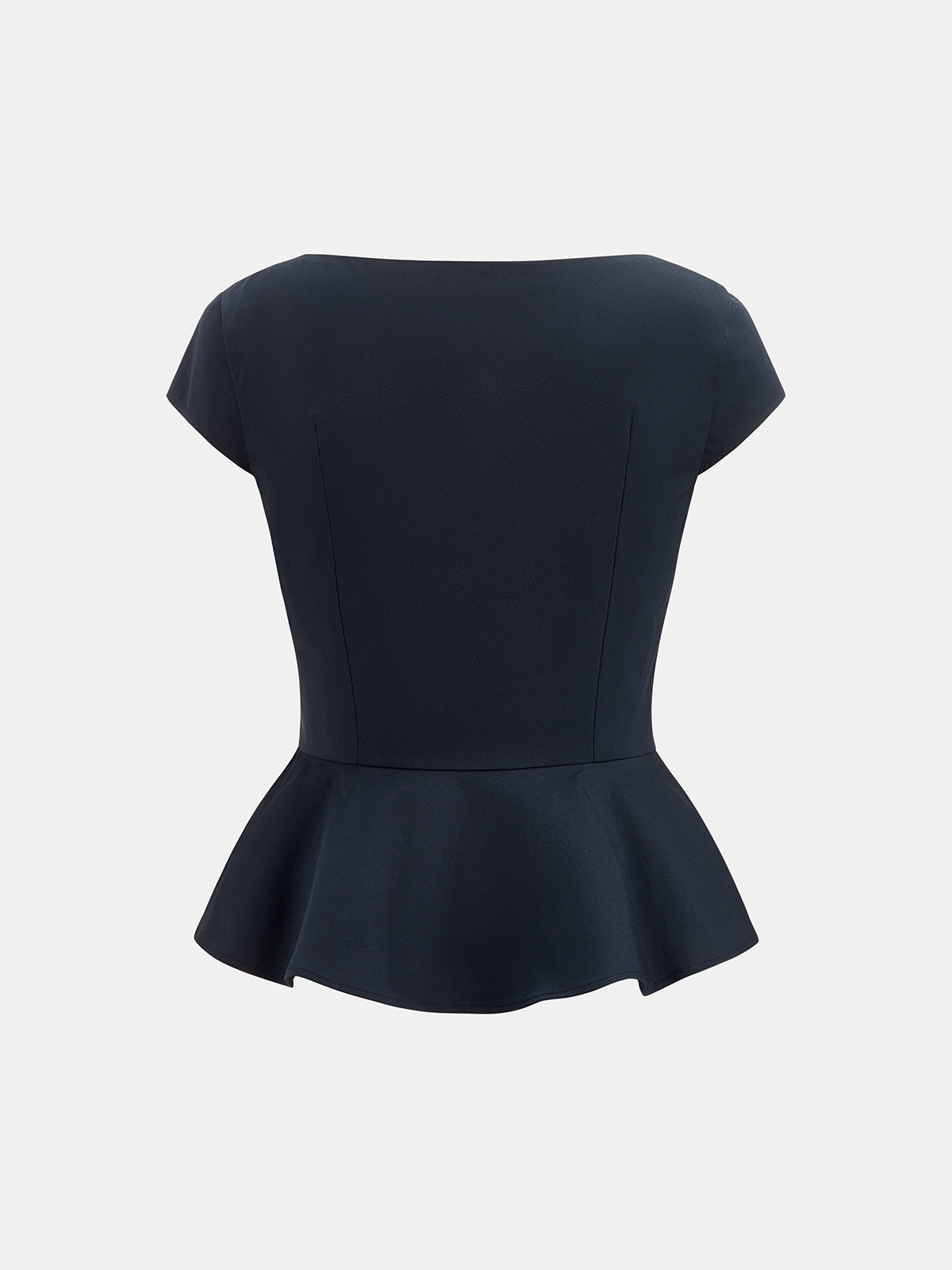 Cap Sleeve Square Neck Peplum Blouse for Women Elegant Workwear