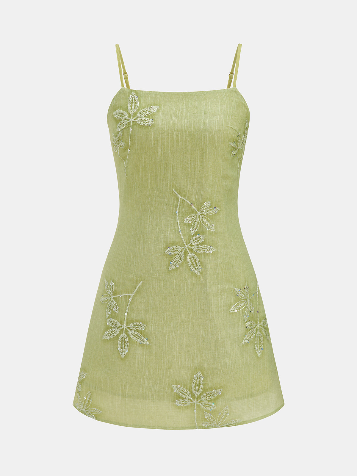 Sequin Leaf Embellished Slip Dress for Evening Events