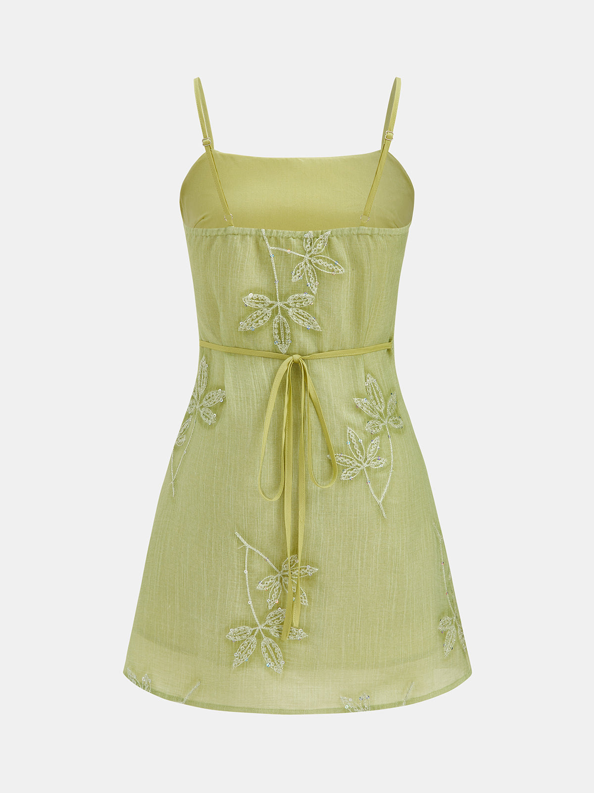 Sequin Leaf Embellished Slip Dress for Evening Events