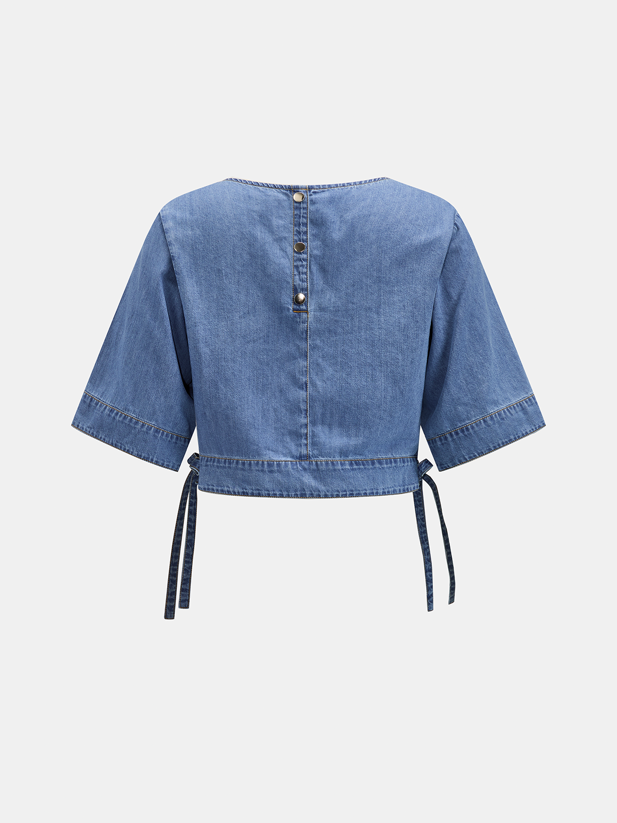 Side Tie Denim Top & Ombre Midi Skirt Set for Women Spring Collection