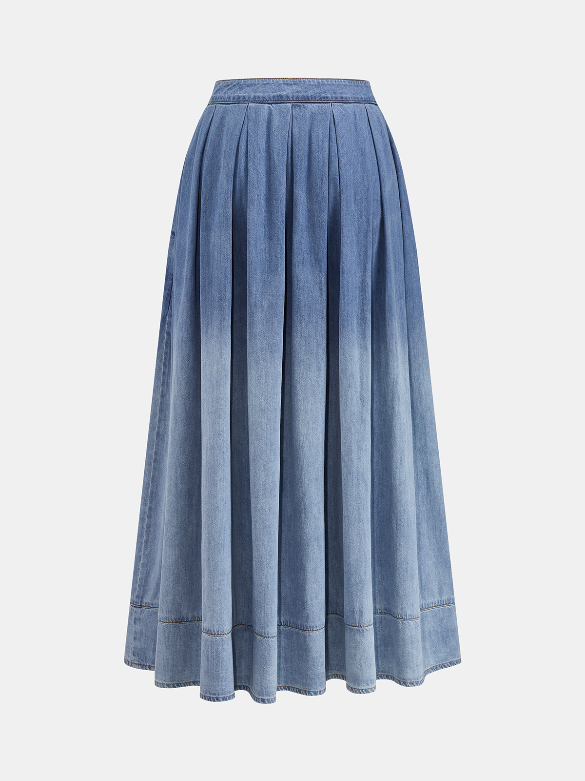 Side Tie Denim Top & Ombre Midi Skirt Set for Women Spring Collection