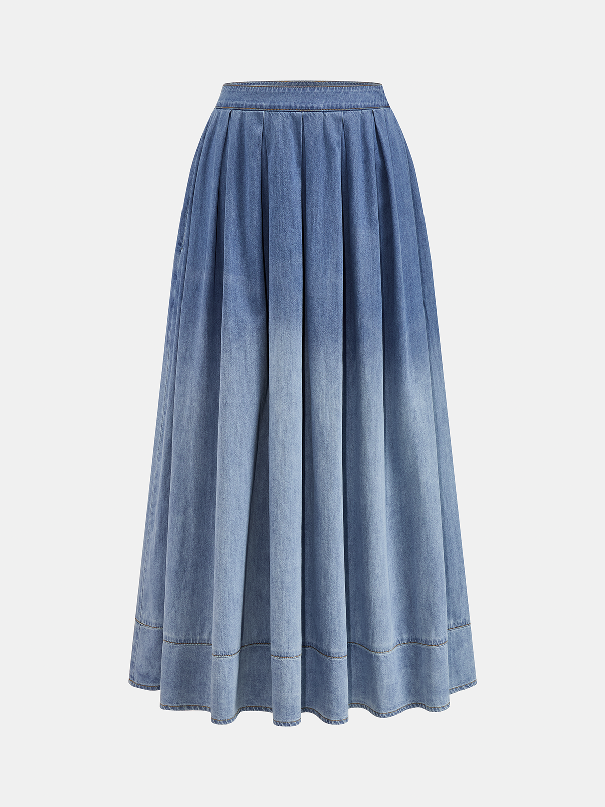 Side Tie Denim Top & Ombre Midi Skirt Set for Women Spring Collection