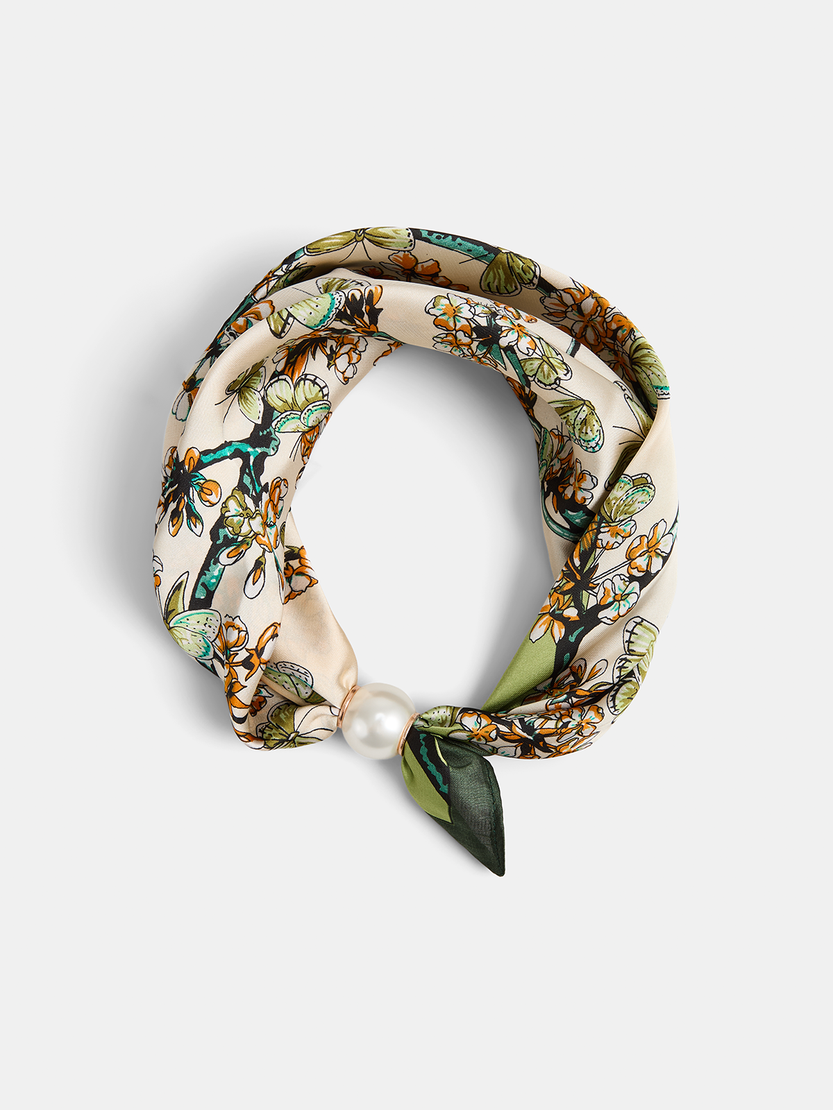 Butterfly Flower Print Silk Scarf for Women Lightweight Fashion Accessories